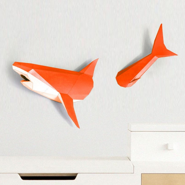 Toy Paper-Model Shark-Animal DIY 3D Living-Room-Decor Party-Gift