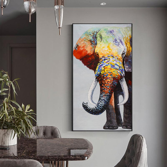 Abstract Elephant Oil Painting Canvas Animal Wall Home Living Room Decor