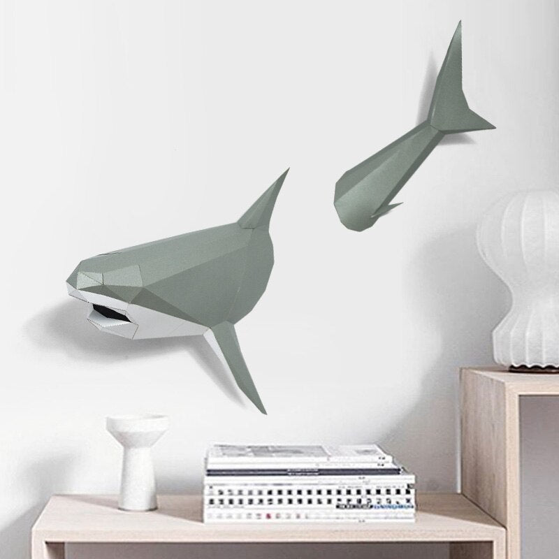 Toy Paper-Model Shark-Animal DIY 3D Living-Room-Decor Party-Gift