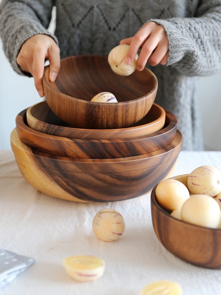 Elegant and durable Kitchen Natural Wooden Bowl – perfect for any meal.